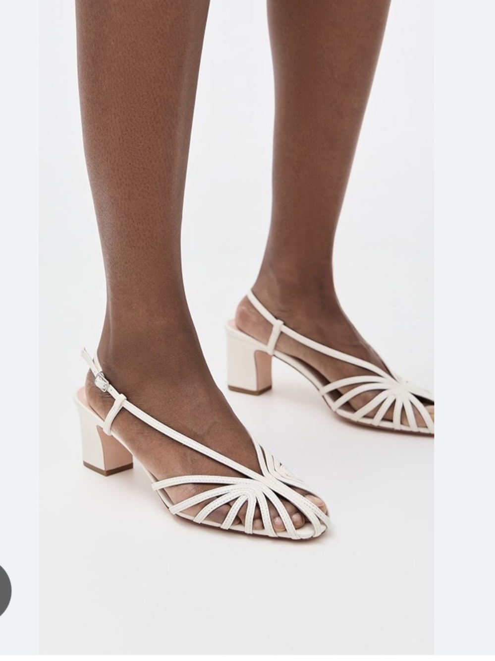 Loeffler Randall Priscilla Lattice White Leather Slingback Sandals Strappy Heel